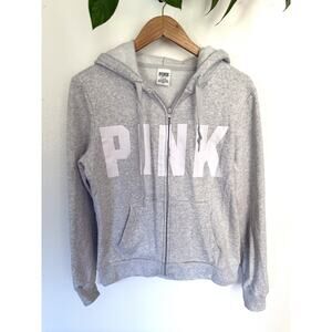 Victoria’s Secret PINK Y2K Light, Gray Zip Up Hoodie Women’s Size Medium